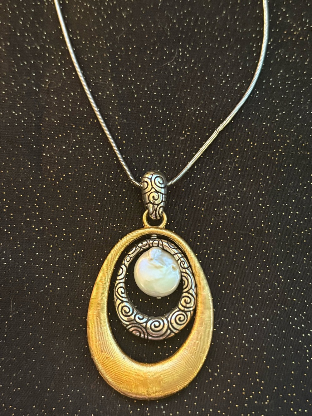 Brighton Necklace with Gold, Silver and Pearl Pendant